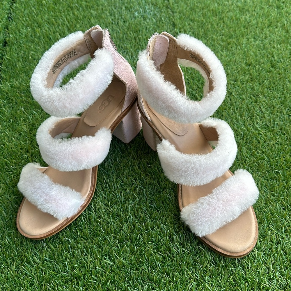 NIB Ugg del Rey fluffy sandals heels New in Box